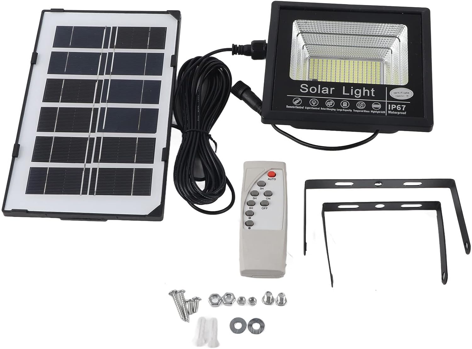 2+2 GRATIS - Proiector LED cu Panou Solar VELORA, 50W, Control Prin Telecomanda, Senzor Crepuscular + Accesorii+ Lampa Solara 100x Led CADOU