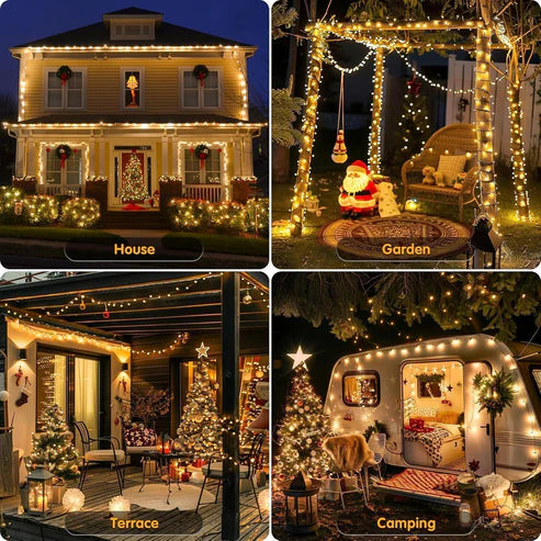 1+1 GRATIS: Instalatie De Craciun Tip Rola, 8 Jocuri De Lumini, LED-uri Mari, Rezistenta La Vreme Rea, Alimentare 220V, Interior/ Exterior