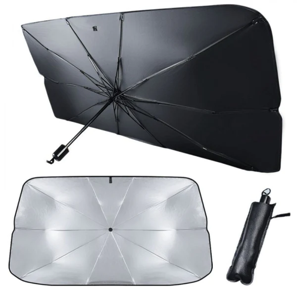 Parasolar Pliabil Tip Umbrela Pentru Masina, Fixare De Usile Masinii, 125 cm x 65 cm