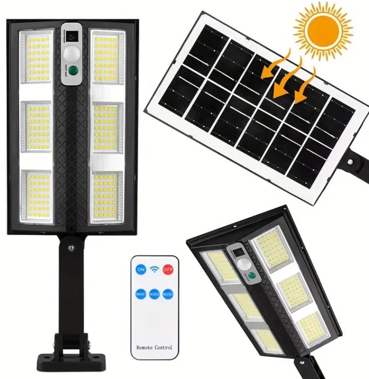 1+1 GRATIS Lampa Solara Puterinca LED 210  Cu  Senzor De Miscare Si Telecomanda Iluminare Puternica, Fara Facturi La Curent