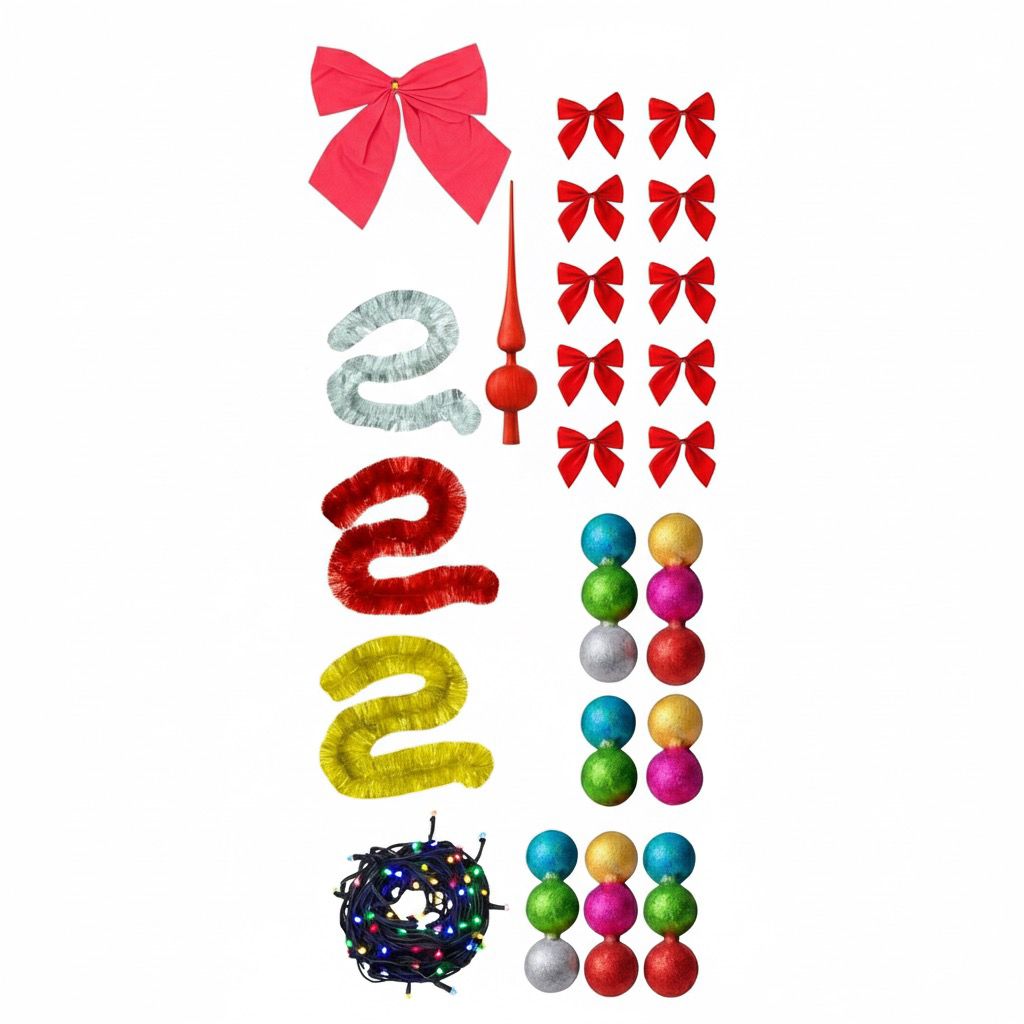 Brad De Craciun, Cu 45 De Accesorii Pentru Impodobit, 1.8 m Inaltime + Instalatie 10 m CADOU