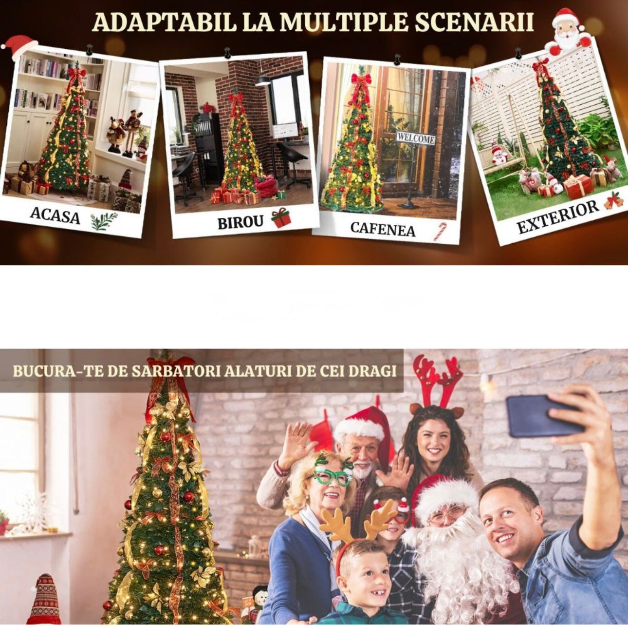 Brad De Craciun, Cu 45 De Accesorii Pentru Impodobit, 1.8 m Inaltime + Instalatie 10 m CADOU