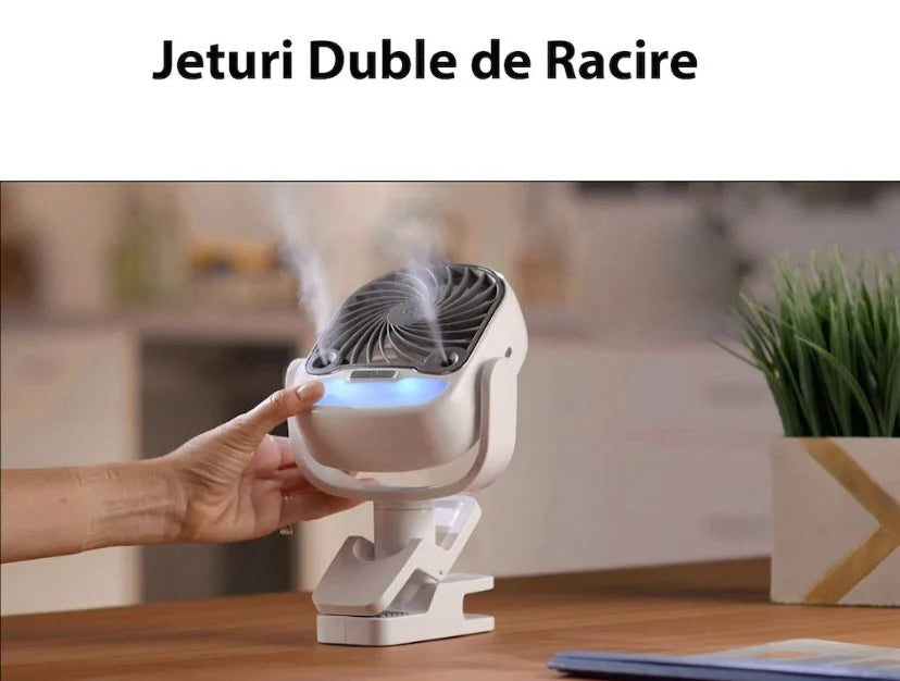 PACHET PROMO: Ventilator Portabil Arctic Cool 360° Cu Apa + Sistem Racire Terasa  Cu Vapori de Apa 20m + Parasolar Auto Tip Acordeon