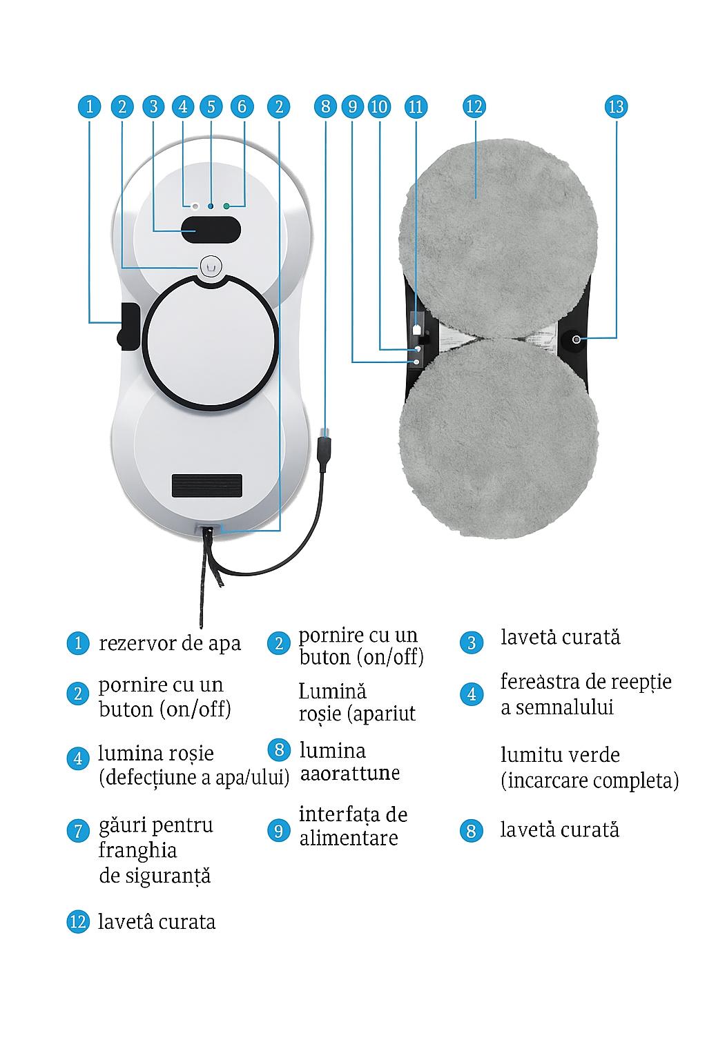 Robot De Curatare Geamuri Cu Pulverizare Automata Si Putere De Aspiratie Extra
