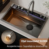 Chiuveta Premium 14 In 1 Cu Display Digital, Lumina Ambientala, Rola De Apa, Cascada, Baterie Extensibila Cu 3 Functii, Dozator De Detergent, Spalator De Pahare, Tocator, Din Otel Inoxidabil Anti-Zgarieturi
