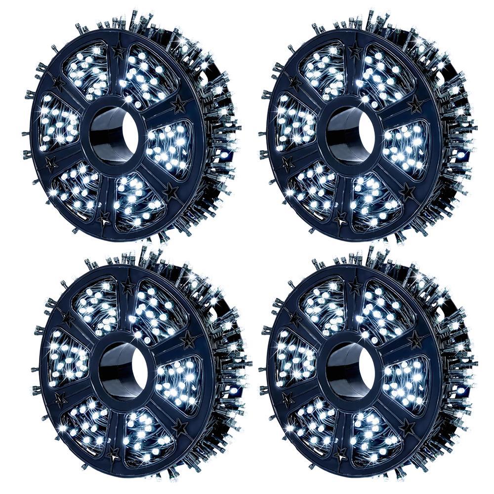 2+2 GRATIS : Instalatie De Craciun, Tip Rola, Cu 1000 LED-uri Mari, Interior sau Exterior, Rezistenta La Vreme Rea, 100 m, Alb Rece