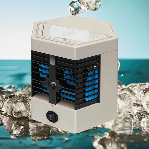 1+1 GRATIS: Mini Aer-Conditionat Portabil, 2 Moduri De Functionare, Putere 10W, Incarcare USB