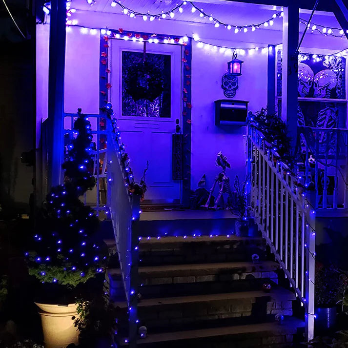 5+5 GRATIS: Instalatie De Craciun, Tip Rola, Cu 500 LED-uri Mari, Interior sau Exterior, Rezistenta La Vreme Rea, 50 m, Albastru Regal