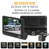 Camera auto TRIPLA Full HD cu monitor de 4 INCH pentru bord cu touchscreen si unghi larg de filmare de 170 grade