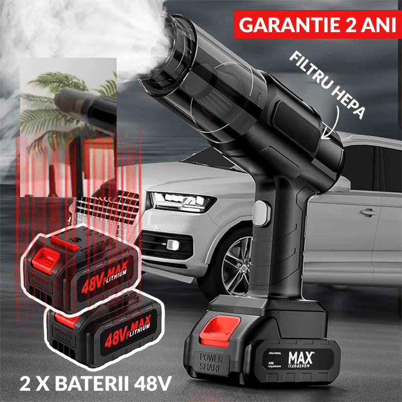 Aspirator Profesional 6 in 1 cu 2x Acumulatori 48V  Pentru Casa,Masina,Birou,Eficienta Si Putere Mare De Aspirare,Flitru Hepa