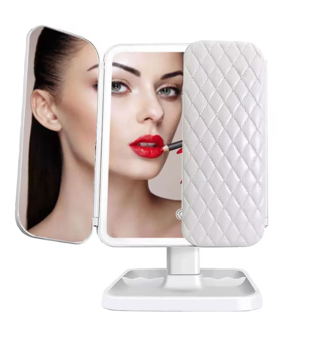 Oglinda machiaj si cosmetica cu LED,  Zoom 2X, 3X si 10X, Intensitate Reglabila, USB, alb