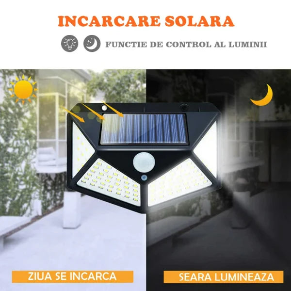 Set 4 Lampi Solare 100 LED UltraBRIGHT cu kit de prindere CADOU