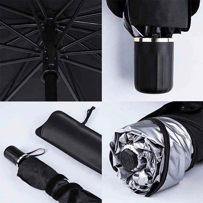 1+1 GRATIS: Parasolar Pliabil Tip Umbrela Pentru Masina, Fixare De Usile Masinii, 125 cm x 65 cm