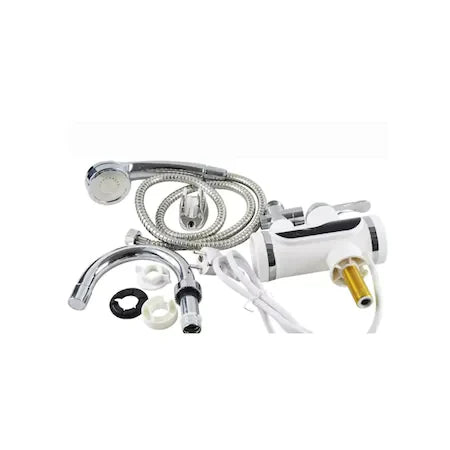 Robinet Electric Cu Dus, Pentru Incalzit Apa Instant, Cu Afisaj LED Al Temperaturii, Montare Pe Chiuveta, Putere 3000W, Alb