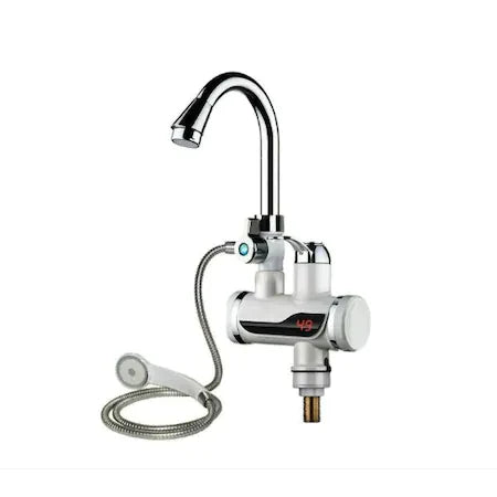 Robinet Electric Cu Dus, Pentru Incalzit Apa Instant, Cu Afisaj LED Al Temperaturii, Montare Pe Chiuveta, Putere 3000W, Alb