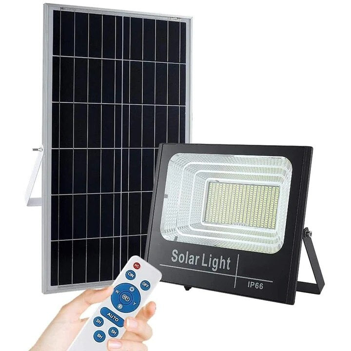 Pachet Promotional: Proiector  Rezistent Si Puternic Jortan 200W + Panou Solar + Telecomanda Si Accesorii,Incarcare Rapida
