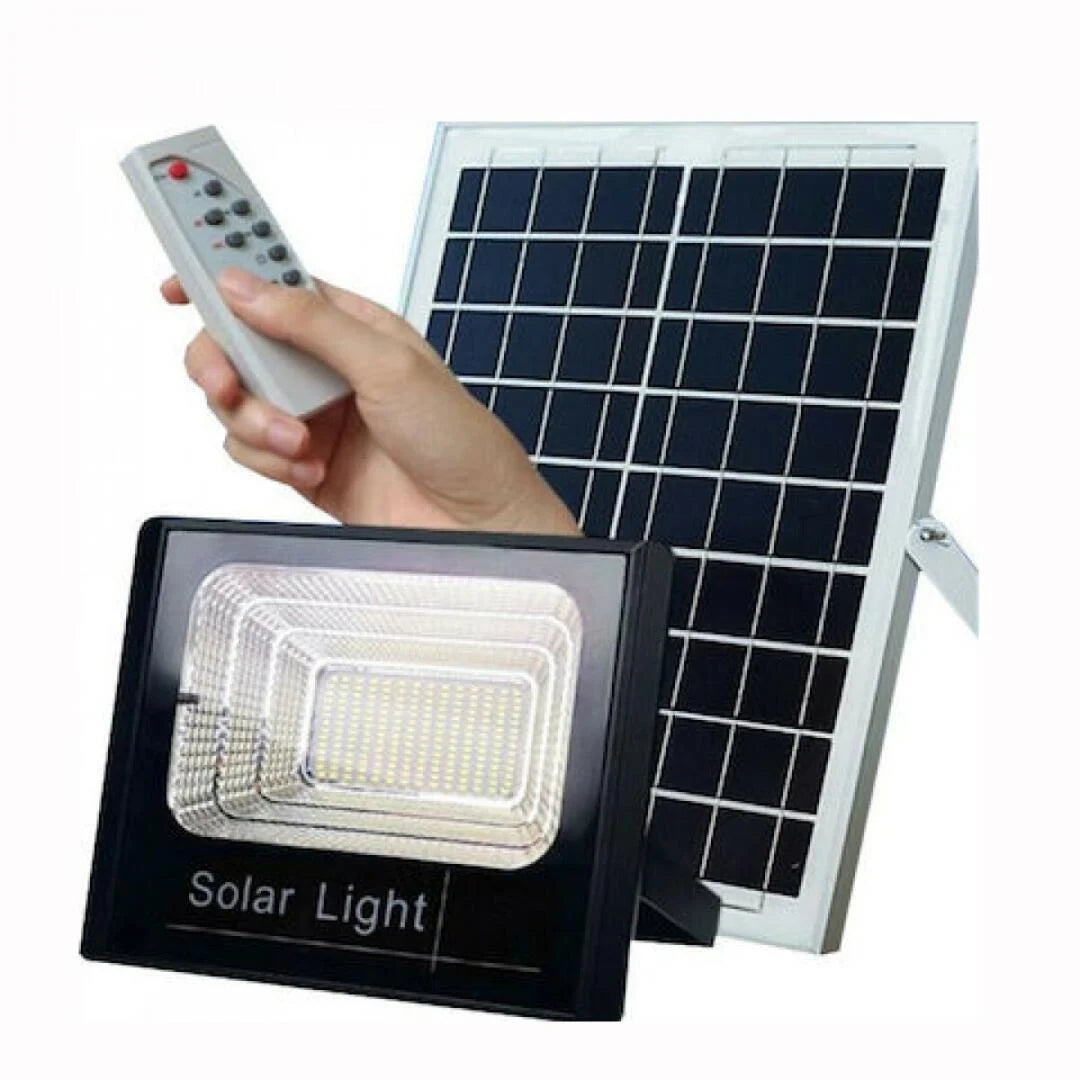 Pachet Promotional: Proiector  Rezistent Si Puternic Jortan 200W + Panou Solar + Telecomanda Si Accesorii,Incarcare Rapida