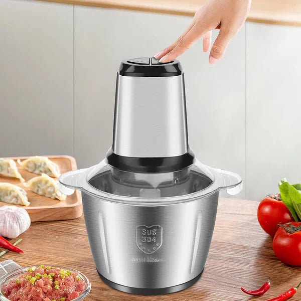 Tocator Electric Pentru Carne, Fructe si Legume, Bol Din Inox, Capacitate 3L, 4 Lame Din Inox, 300W Putere