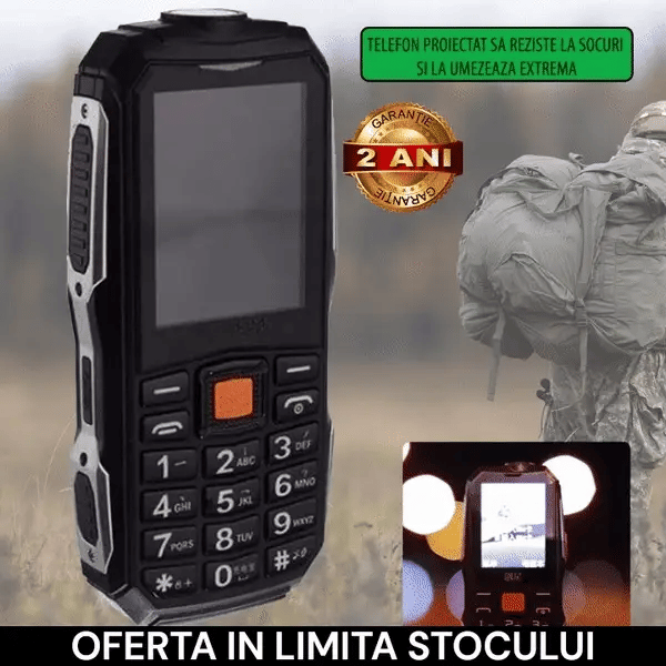 1+1 GRATIS: Telefon militar (model 2023), Dual SIM, Baterie 2800 mAh